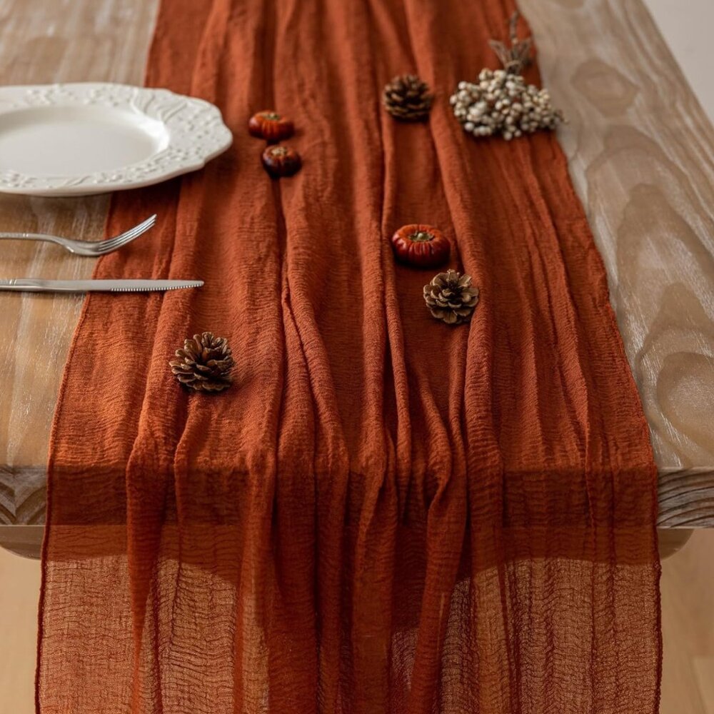 Terracotta Boho Fall Table Runner